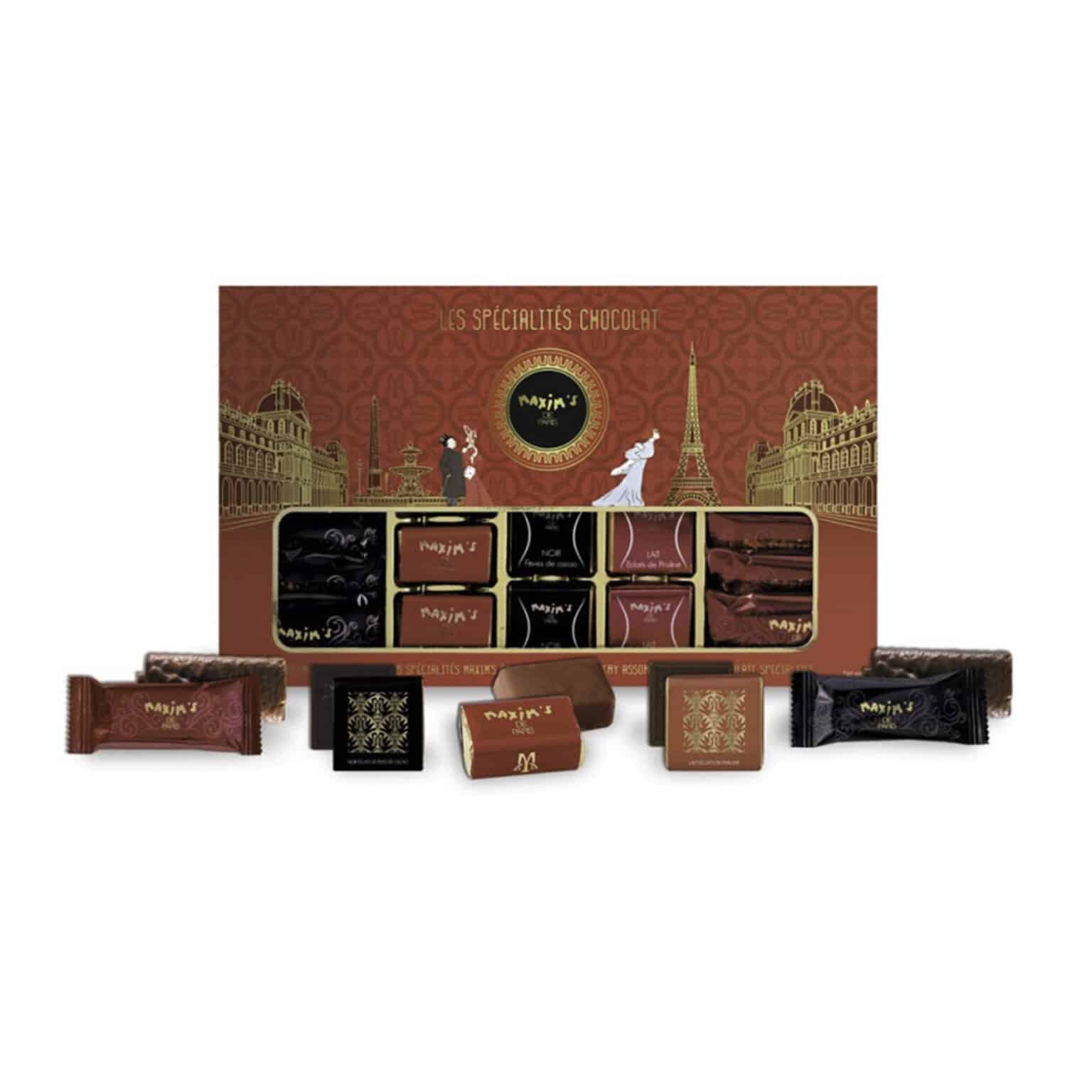 CARDBOX WITH 35 CHOCOLATE SPECIALITIES 193GR - MAXIMS DE PARIS