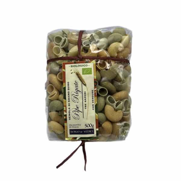 ORGANIC 3 COLOR PIPE RIGATE PASTA - borgo de medici - la maison du vin - gourmet products