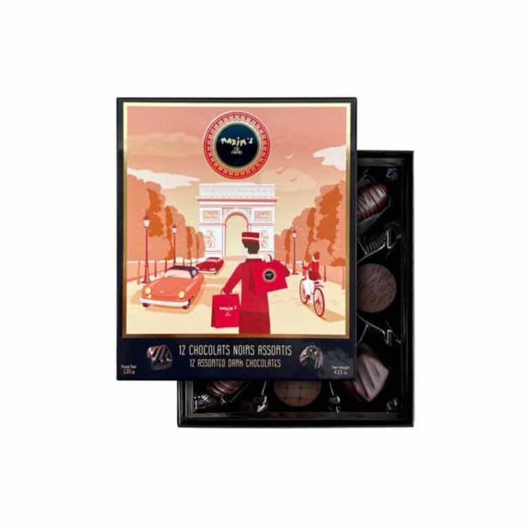 Maxim’s de Paris Connoisseurs gift box with 12 assorted dark chocolates, 120 g