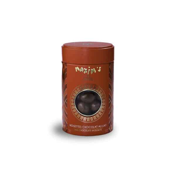 MAX 3711 - WINDOW TIN WITH MILK CHOCOLATE HAZELNUTS - LA MAISON DU VIN - CHRISTMAS CHOCOLATE