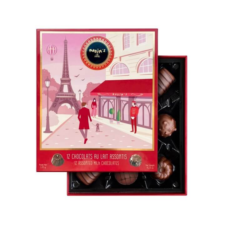 Maxim’s de Paris Connoisseurs gift box with 12 assorted milk chocolates, 120 g