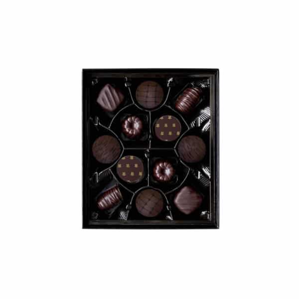 Maxim’s de Paris Connoisseurs gift box with 12 assorted dark chocolates, 120 g