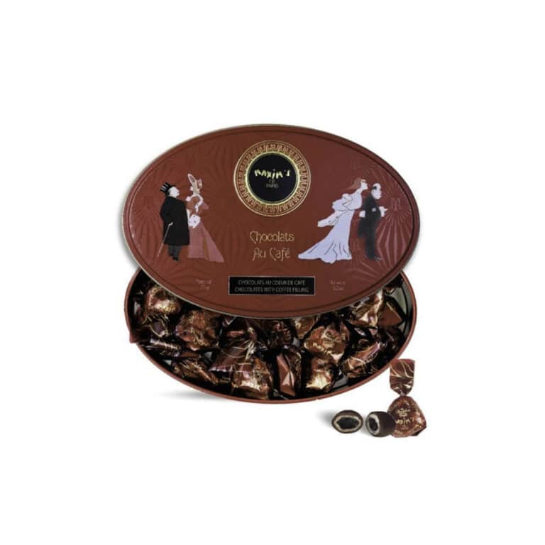 Experience the perfect combination of dark chocolate and coffee in our individually wrapped metal box chocolates. Enjoy the convenience of easy transportation and long-lasting freshness. 🚀🍫 gourmet chocolate