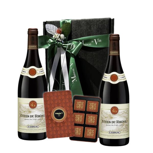Gift Box Guigal - maxims chocolates - la maison du vin, vinnyy podarok, винный подарок