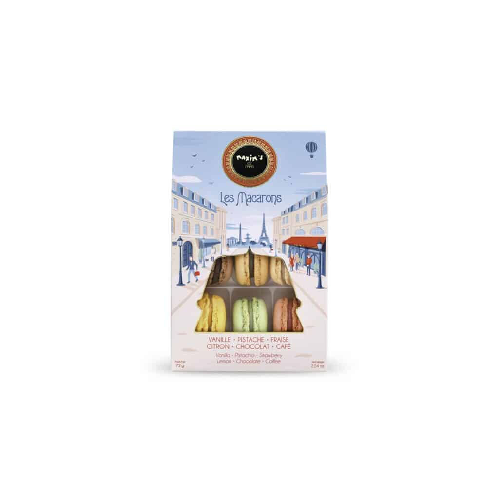 Maxim’s de Paris 6-piece assorted macarons gift box with elegant packaging and colourful French macarons