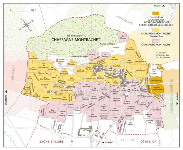 Located in the Southern part of the Côte de Beaune, Chassagne Montrachet is one of the 5 villages belonging to the prestigious « Côte des Blancs ». East and South-East oriented, the soil of the Premiers Crus from Chassagne is mainly made of clay and chalk.