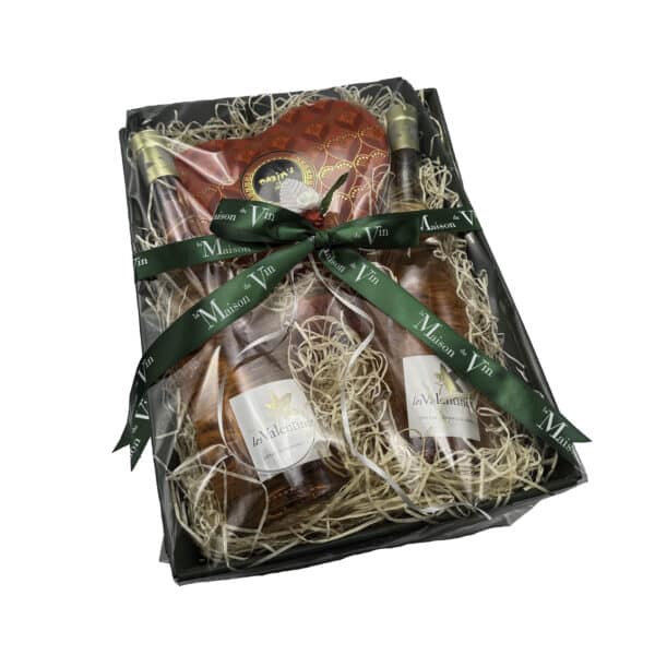 GIFT TRAY WITH 2 CH. LES VALENTINES ROSE CHOCOLATES, MAXIMS DE PARIS, EASTER BASKETS, VLAENTINES DAY GIFT