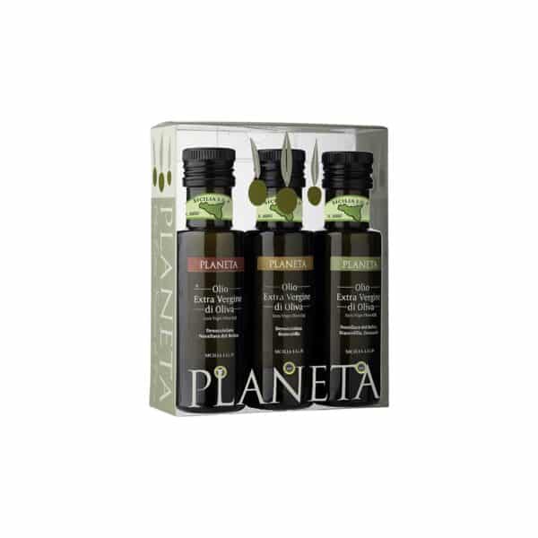 Planeta Trio EVOO Sicily IGP (Traditional, Pitted Nocellara, Pitted Biancolilla) 3x100ml - olive oil, la maison du vin, italian olive oil, extra virgin olive