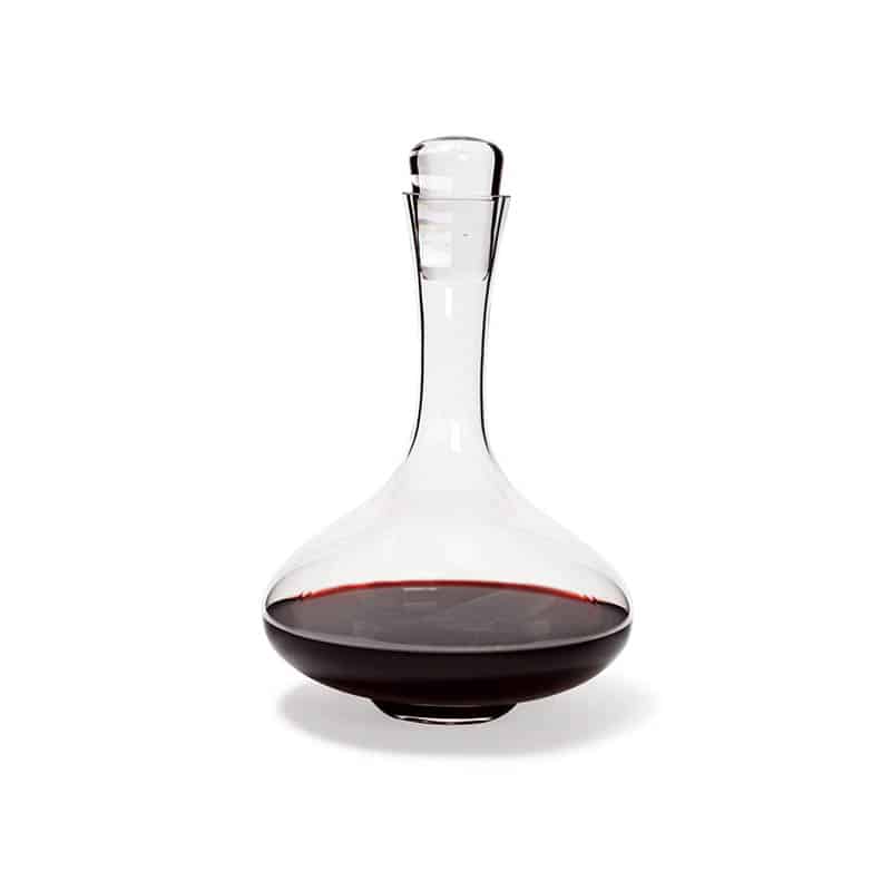 Wine decanter with mouth-blown glass stopper Simple and harmonious lines are the best preparation for your greatest wines. Its “cork” is designed like a grand cru cask bung.