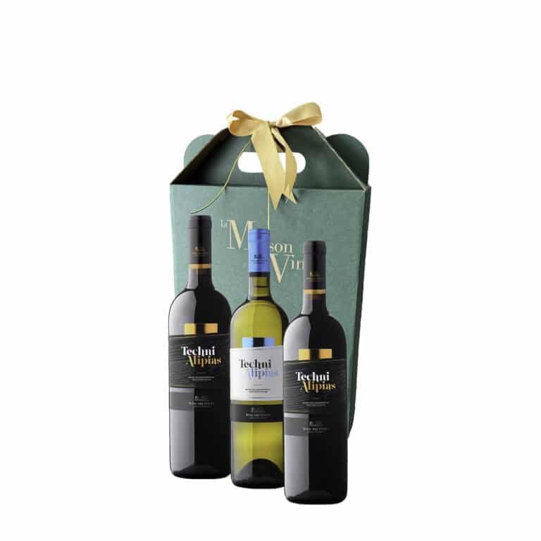 GIFT BOX WITH 2 TECHNI RED 1 TECHNI WHITE - wine art estate - corporate gift - la maison du vin - wine gift box
