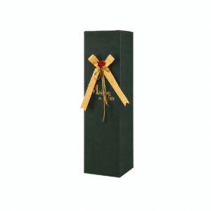 Green carton gift box for one standard 750ml wine bottle with La Maison du Vin ribbon