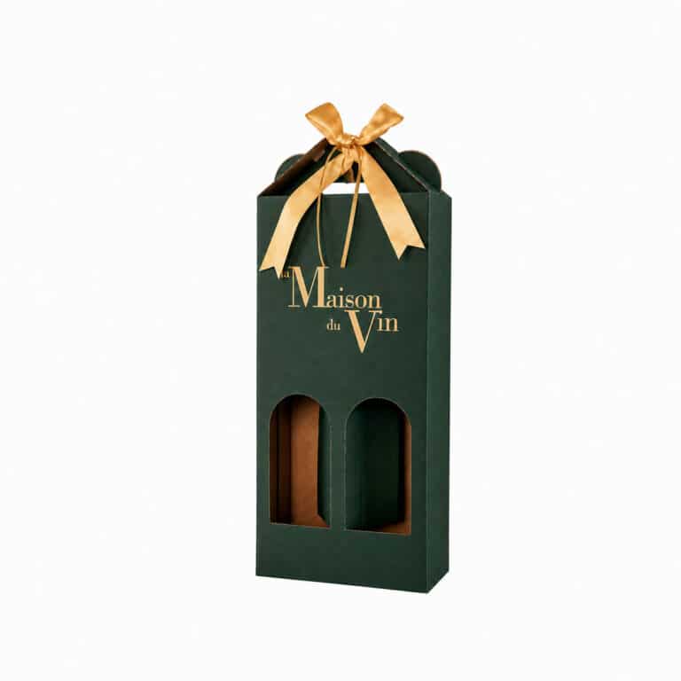 Empty green gift box designed for two standard wine bottles – La Maison du Vin Cyprus