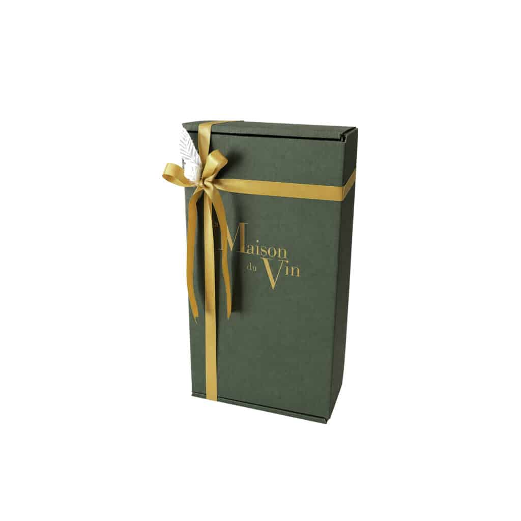Empty green gift box designed for two standard wine bottles – La Maison du Vin Cyprus