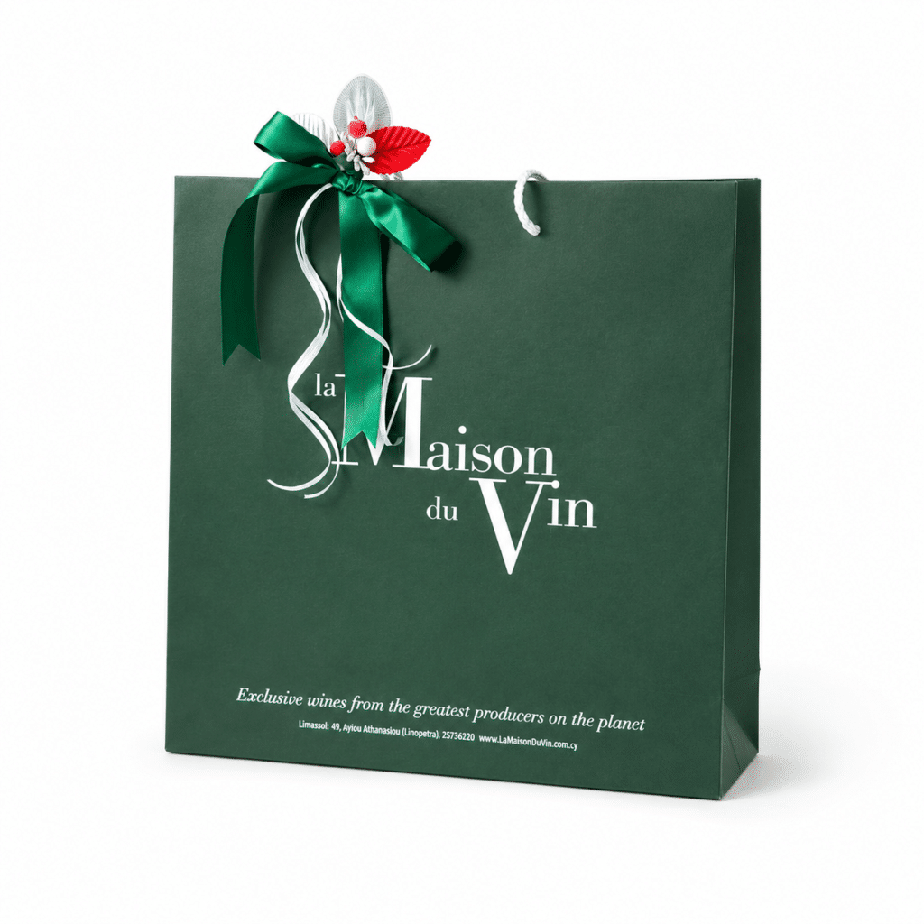 Large green La Maison du Vin gift bag for wine Champagne and selected gourmet products