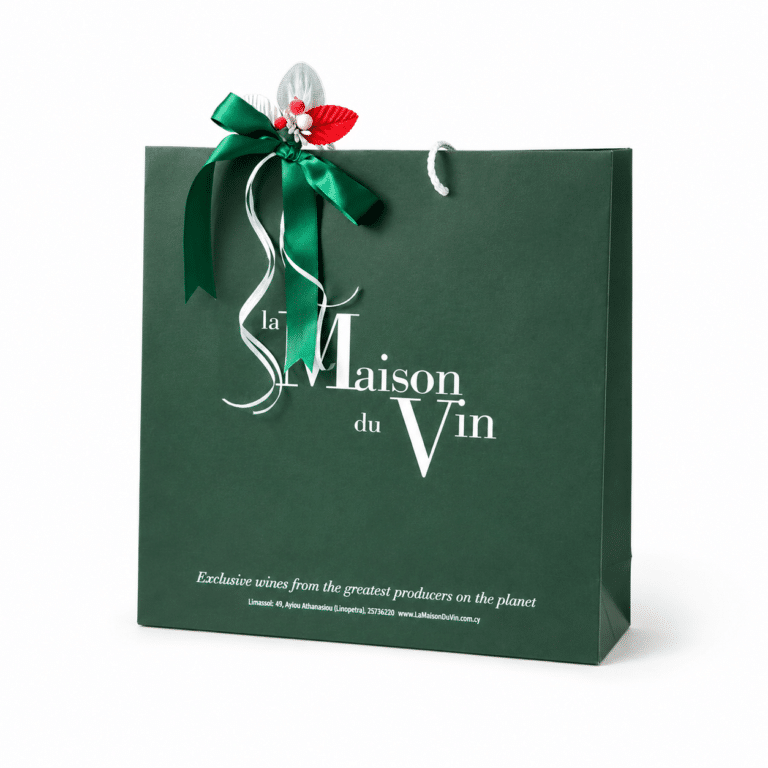Large green La Maison du Vin gift bag for wine Champagne and selected gourmet products