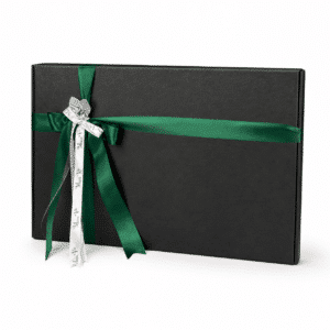 Black textured front-opening gift box for six standard 750ml wine bottles