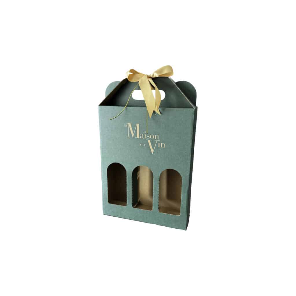 Carton gift box for three standard wine bottles