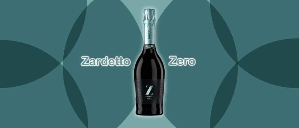 Zardetto Zero alcohol-free sparkling wine bottle and glass