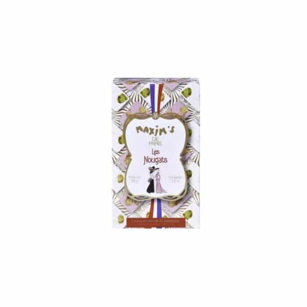 Cardbox of 6 French nougats made in Provence, 3 vanilla and 3 raspberry, individually wrapped