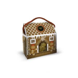 Maxim’s de Paris Christmas house with 16 vanilla shortbread biscuits coated in milk chocolate