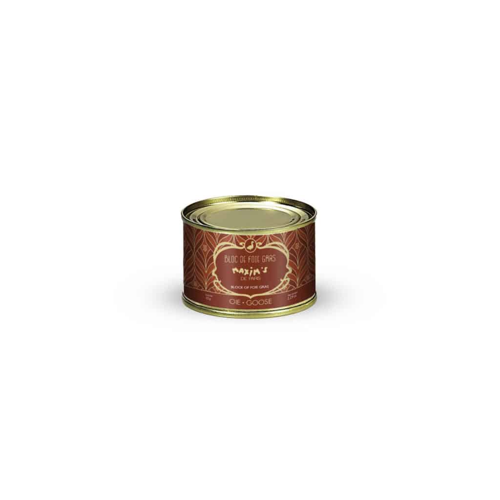 Bloc of Goose Foie Gras Round Tin 65g – Premium French delicacy from Maxim’s