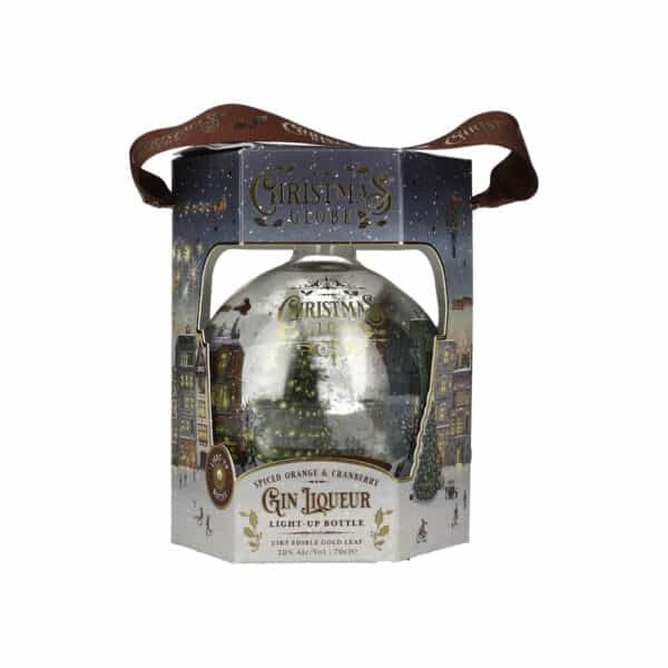 Light-up Christmas Globe Spiced Orange and Cranberry Gin Liqueur bottle with gift box