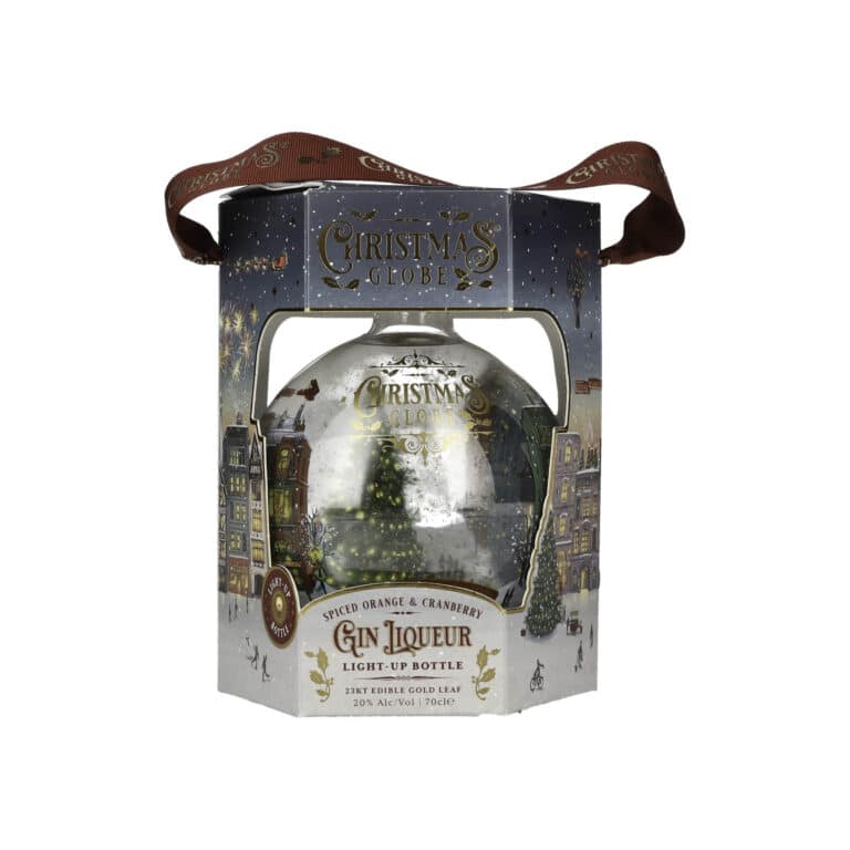 Light-up Christmas Globe Spiced Orange and Cranberry Gin Liqueur bottle with gift box