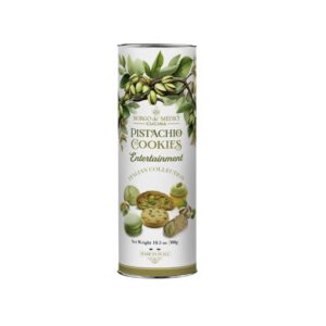 “Borgo de Medici Pistachio Assorted Cookies in Tube – Italian butter biscuits with pistachio flavour in festive packaging