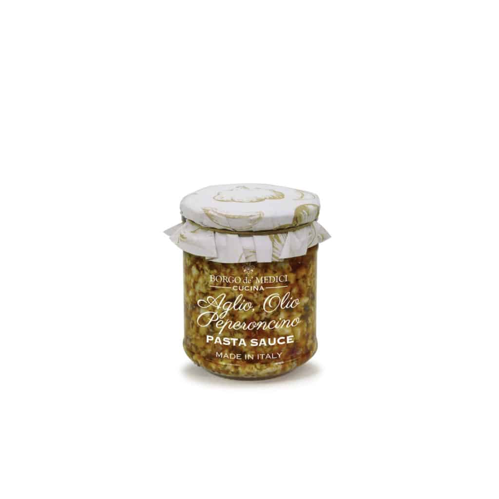 Borgo de’ Medici Garlic Oil and Chili Pasta Sauce 190g jar