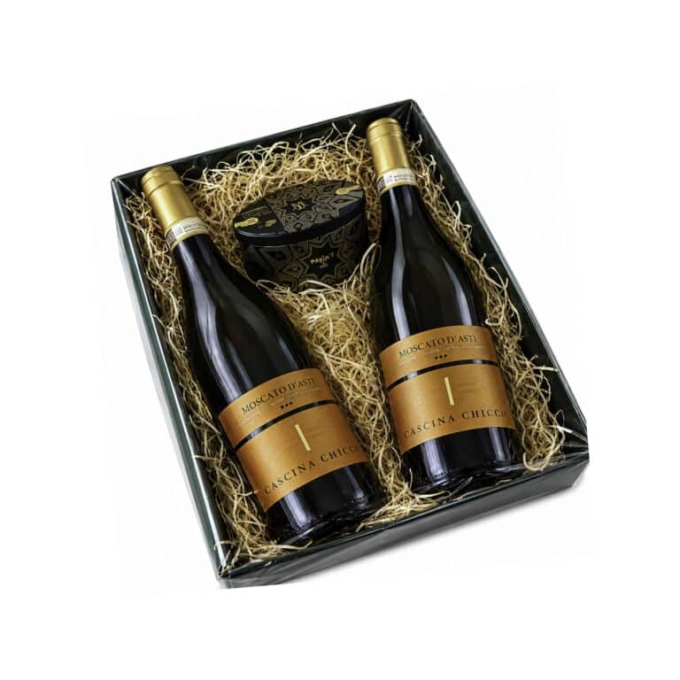 Luxury Moscato d’Asti wine gift tray with Maxim’s de Paris chocolates by La Maison du Vin Cyprus