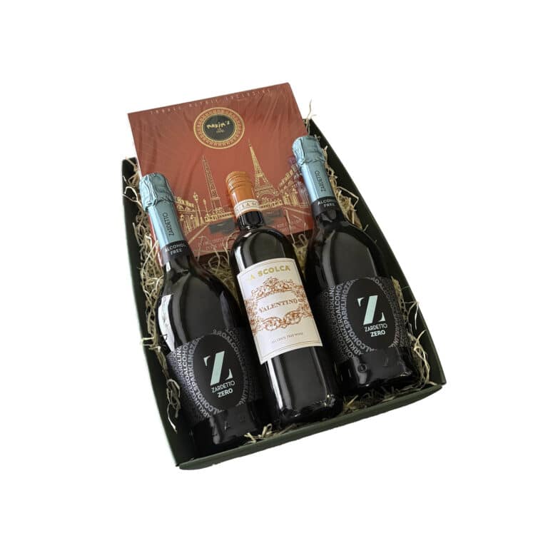 Alcohol-free gift tray with sparkling wine, wine, and Maxim’s de Paris chocolates - la maison du vin