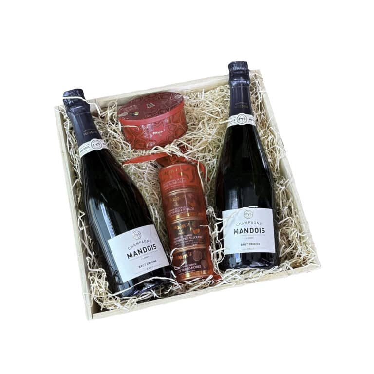 GIFT TRAY WOODEN RECTANGLE - 2 CHAMPAGNE MANDOIS