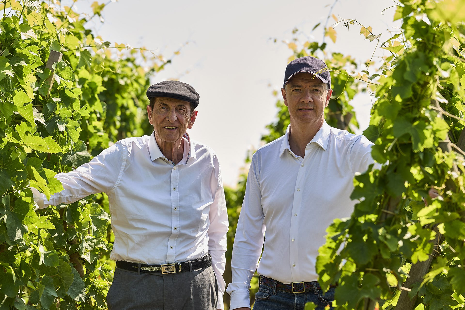 Marcel Guigal and Philippe Guigal in the vineyards of Côte-Rôtie