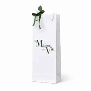 White luxury Magnum gift bag for one Champagne or wine bottle with a larger chocolate box