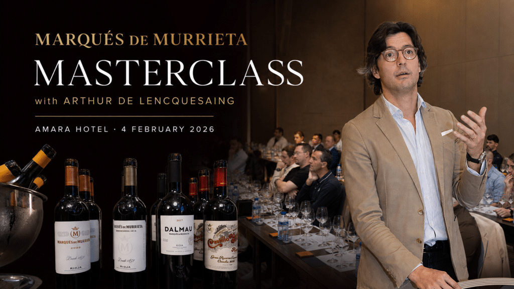 Arthur de Lencquesaing presenting the Marqués de Murrieta professional Masterclass at AMARA Hotel Cyprus