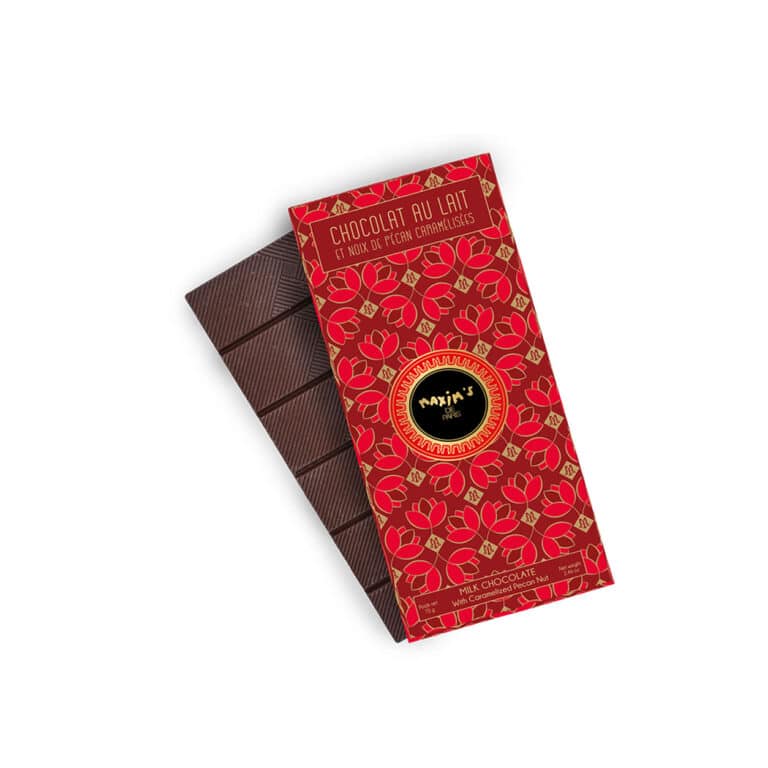 Maxim’s de Paris milk chocolate bar with caramelised pecan pieces 70g