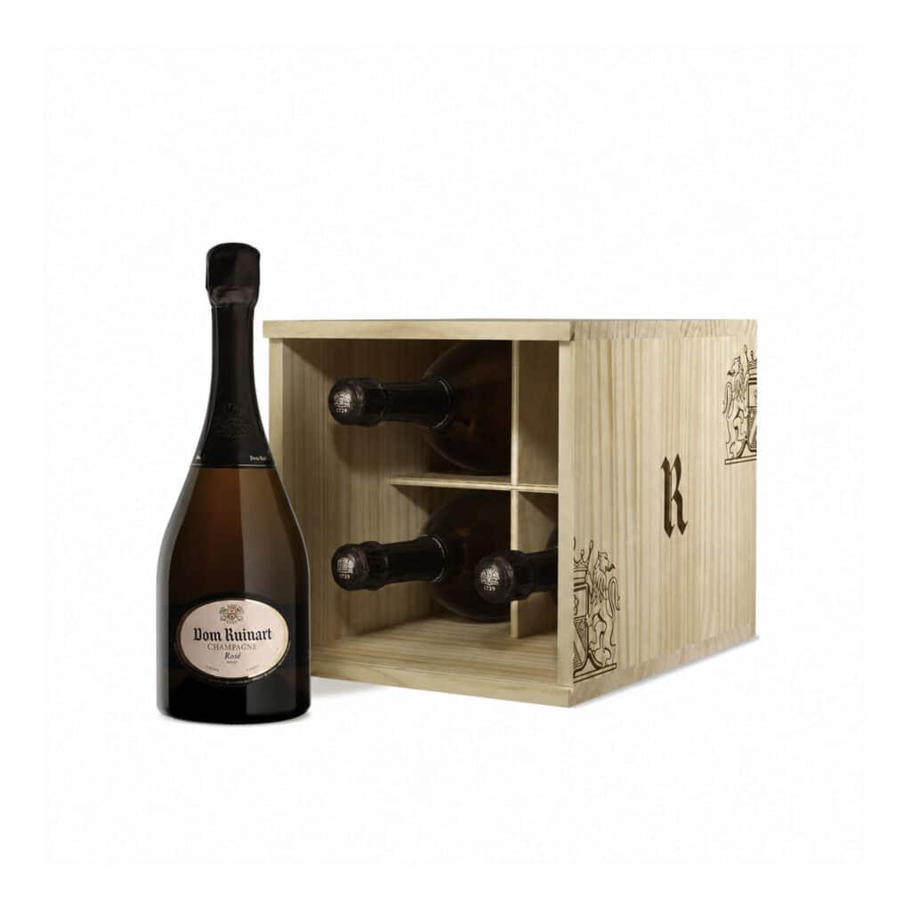 Dom Ruinart Rosé wooden gift case with 4 bottles at La Maison du Vin Cyprus