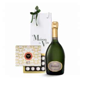 Gift bag with Ruinart Brut Champagne and Maxim’s Champagne Truffles